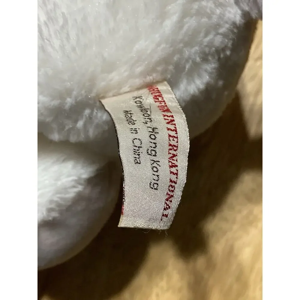 Hugfun White Gray Plush Puppy Dog Joey w/ Hat & Scarf‎ Stuffed Animal